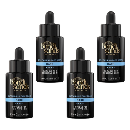 Bondi Sands Self Tan Face & Body Drops Dark 30mL Pack of 4