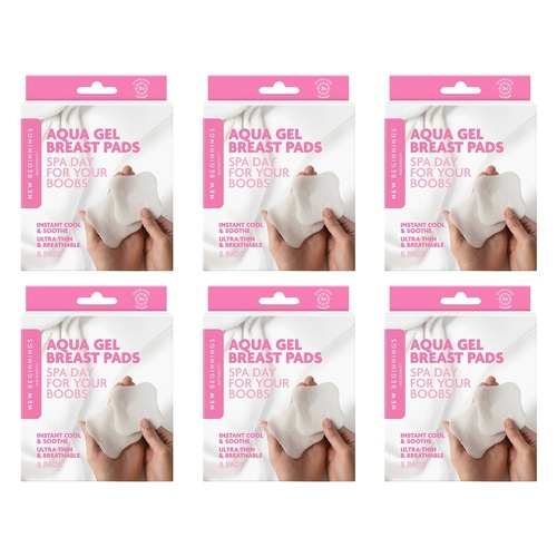 New Beginnings Aqua Gel Breast Pads 8 Pack Bundle of 6
