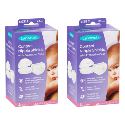 Lansinoh Contact Nipple Shields Size Two, 24mm, Pair Pack of 2
