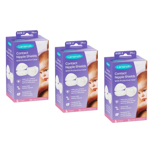 Lansinoh Contact Nipple Shields Size Two, 24mm, Pair Pack of 3