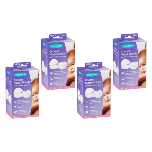 Lansinoh Contact Nipple Shields Size Two, 24mm, Pair Pack of 4