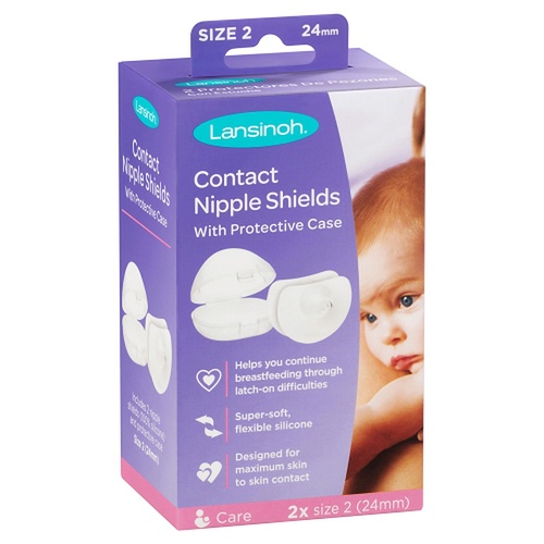 Lansinoh Contact Nipple Shields Size Two, 24mm, Pair