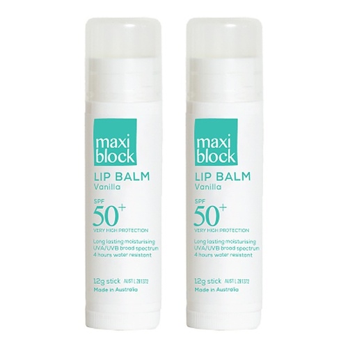 Maxiblock Sun Moisturising Lip Balm SPF 50+ Vanilla 12g Pack of 2