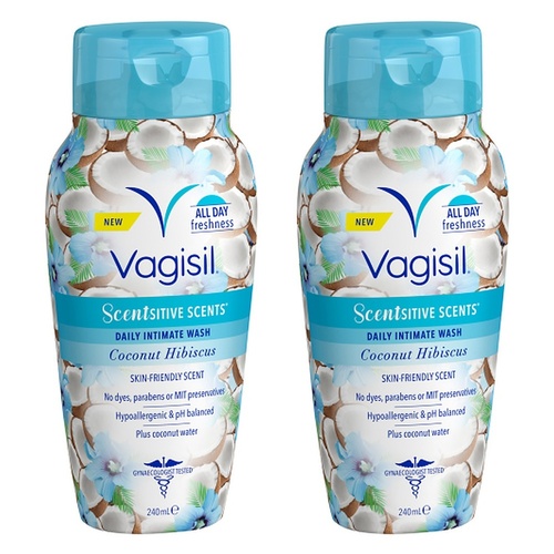 Vagisil Scentsitive Scents Coconut Hibiscus Intimate Wash 240mL Pack of 2