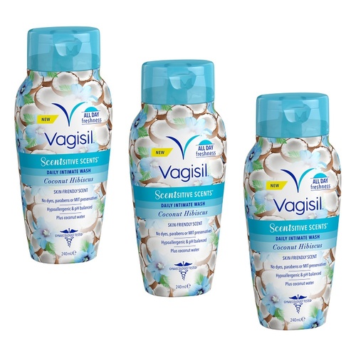 Vagisil Scentsitive Scents Coconut Hibiscus Intimate Wash 240mL Pack of 3