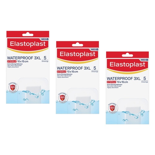 Elastoplast Waterproof 3XL Sterile Dressings 10 x 15cm Pack of 3