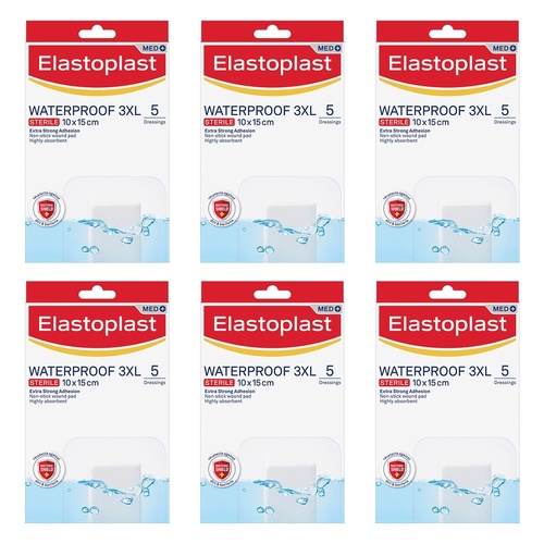 Elastoplast Waterproof 3XL Sterile Dressings 10 x 15cm Pack of 6