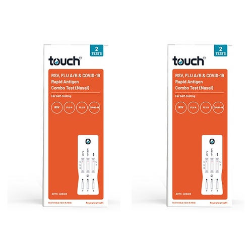 TouchBio RSV, Flu A/B & COVID-19 Combo Rapid Antigen Test 2 Pack Bundle of 2