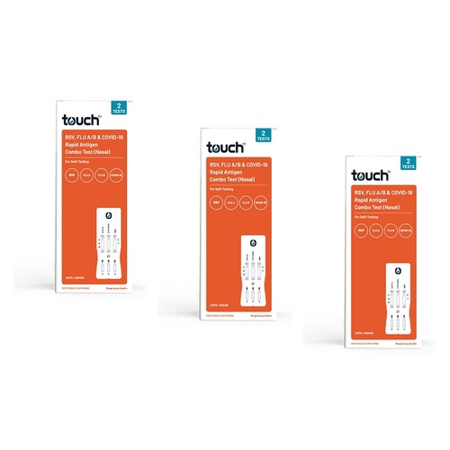 TouchBio RSV, Flu A/B & COVID-19 Combo Rapid Antigen Test 2 Pack Bundle of 3