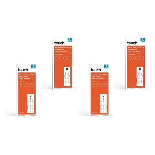 TouchBio RSV, Flu A/B & COVID-19 Combo Rapid Antigen Test 2 Pack Bundle of 4