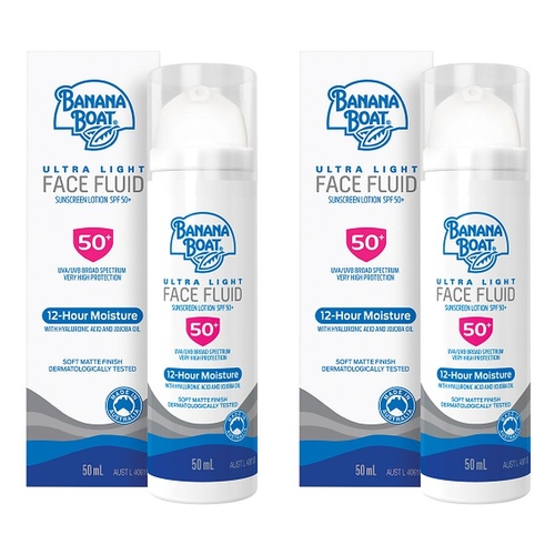 Banana Boat Ultra Light Face Fluid Sunscreen Lotion SPF50+ 50g Pack of 2