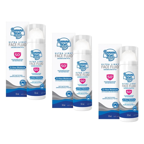 Banana Boat Ultra Light Face Fluid Sunscreen Lotion SPF50+ 50g Pack of 3