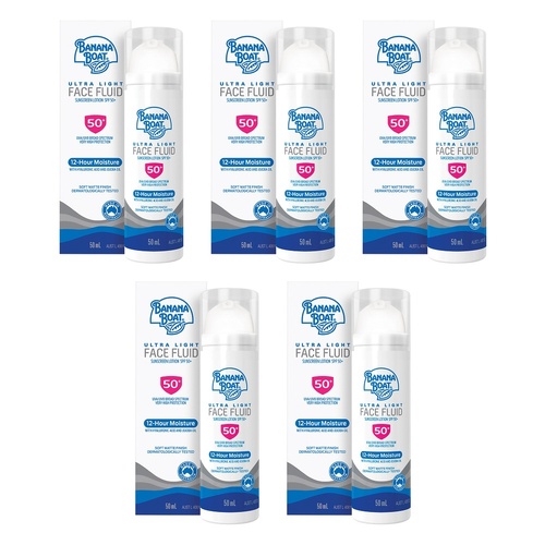 Banana Boat Ultra Light Face Fluid Sunscreen Lotion SPF50+ 50g Pack of 5