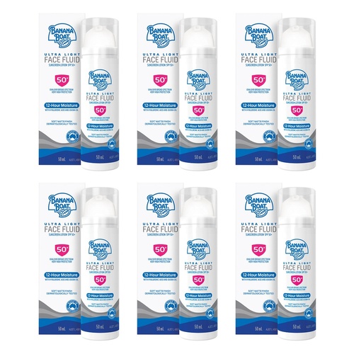 Banana Boat Ultra Light Face Fluid Sunscreen Lotion SPF50+ 50g Pack of 6