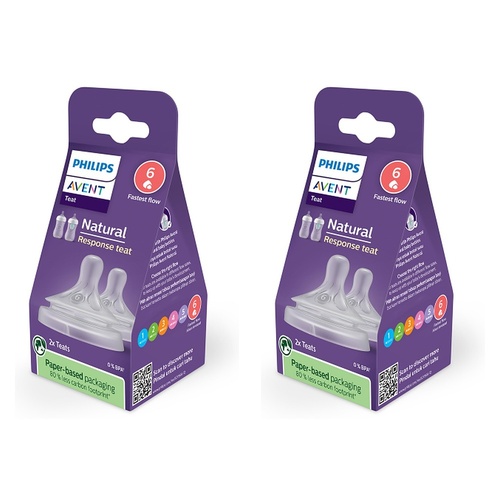 Philips Avent Natural Response Teats 9 Month+ Flow 6 2 Pack Bundle of 2