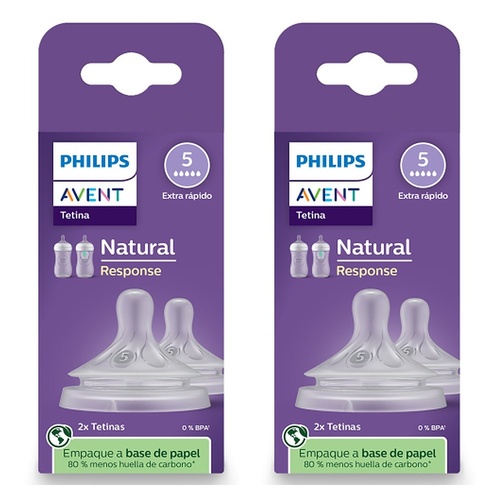 Philips Avent Natural Response Teats 6 Month+ Flow 5 2 Pack Bundle of 2