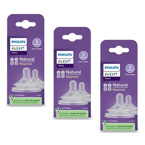 Philips Avent Natural Response Teats 6 Month+ Flow 5 2 Pack Bundle of 3