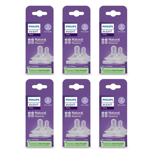 Philips Avent Natural Response Teats 6 Month+ Flow 5 2 Pack Bundle of 6