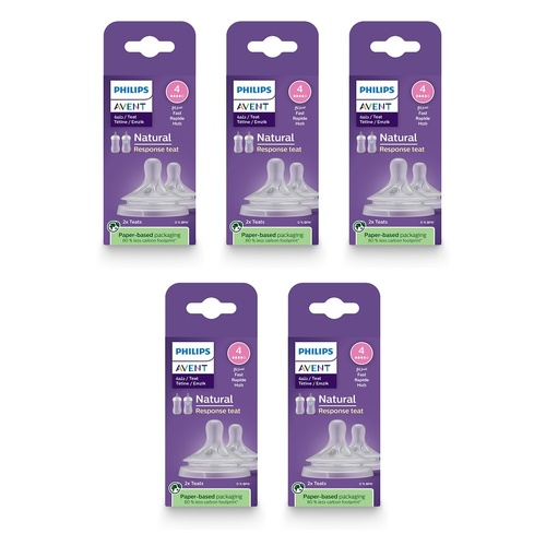 Philips Avent Natural Response Teats 3 Month+ Flow 4, 2 Pack Bundle of 5