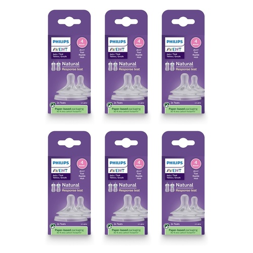 Philips Avent Natural Response Teats 3 Month+ Flow 4, 2 Pack Bundle of 6