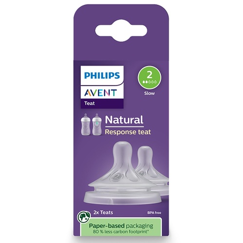 Philips Avent Natural Response Teats 0 Month+ Flow 2, 2 Pack