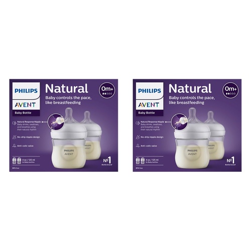 Philips Avent Natural Response 125mL Baby Bottle 2 Pack Bundle of 2