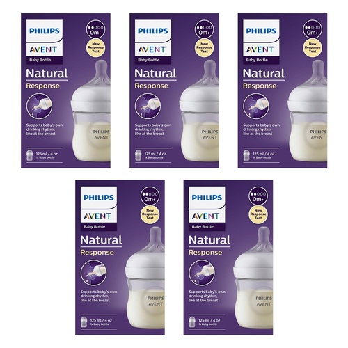 Philips Avent Natural Response 125mL Baby Bottle Pack of 5
