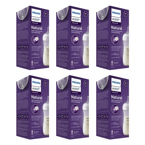 Philips Avent Natural Response 260mL Baby Bottle Pack of 6