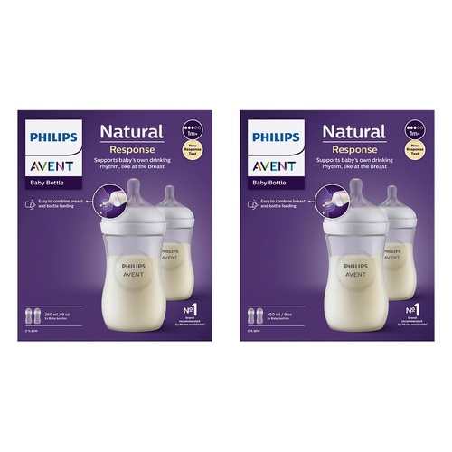 Philips Avent Natural Response 260mL Baby Bottle 2 Pack Bundle of 2