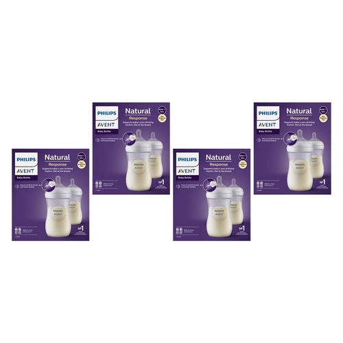 Philips Avent Natural Response 260mL Baby Bottle 2 Pack Bundle of 4