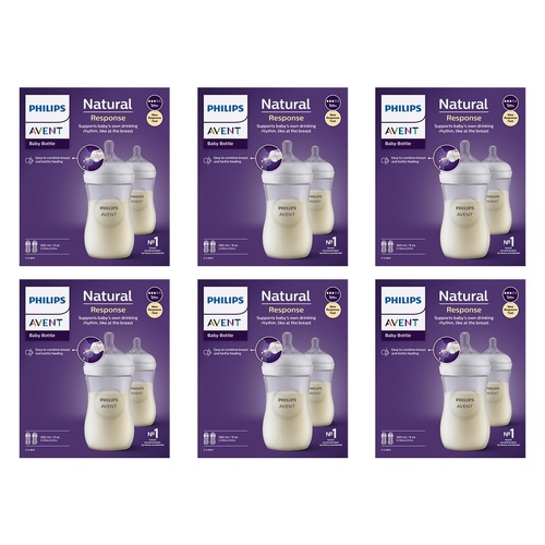 Philips Avent Natural Response 260mL Baby Bottle 2 Pack Bundle of 6