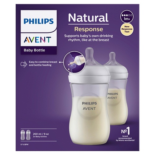 Philips Avent Natural Response 260mL Baby Bottle 2 Pack