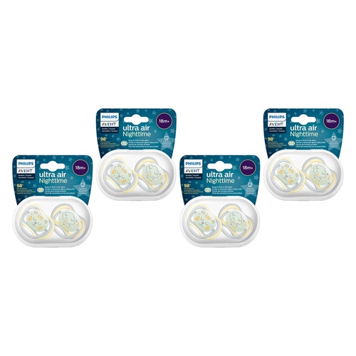 Philips Avent Ultra Air Nighttime Soother 18 Months+ 2 Pack Bundle of 4