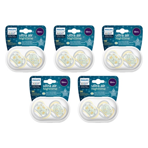 Philips Avent Ultra Air Nighttime Soother 18 Months+ 2 Pack Bundle of 5