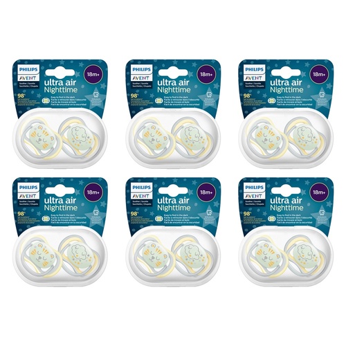 Philips Avent Ultra Air Nighttime Soother 18 Months+ 2 Pack Bundle of 6