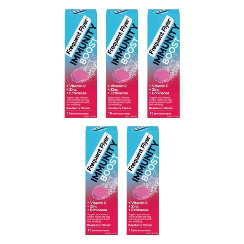 Frequent Flyer Immunity Boost Raspberry 15 Tablets Pack of 5