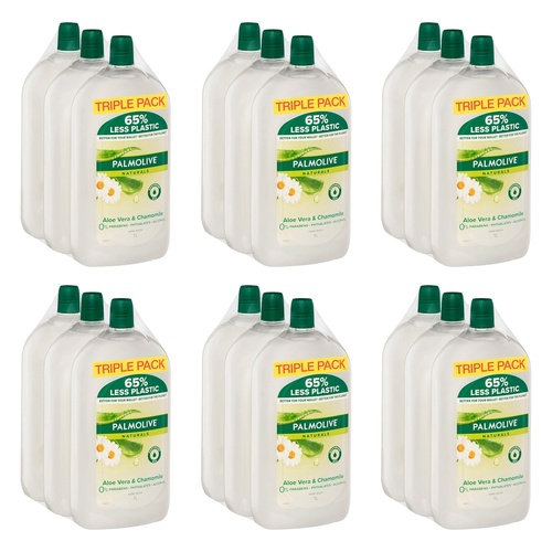 Palmolive Naturals Hand Wash Soap Aloe Vera & Chamomile 3 x 1L Pack of 6