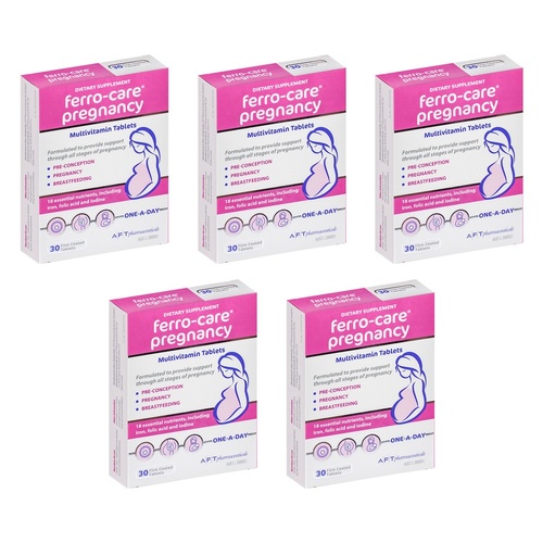 Ferro-Care Pregnancy & Breastfeeding Multivitamin 30 Tablets Pack of 5
