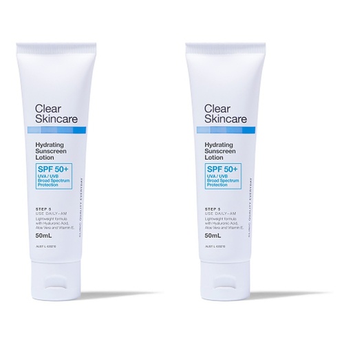 Clear Skincare Hydrating Sunscreen SPF 50+ 50mL Pack of 2