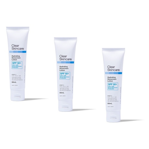 Clear Skincare Hydrating Sunscreen SPF 50+ 50mL Pack of 3