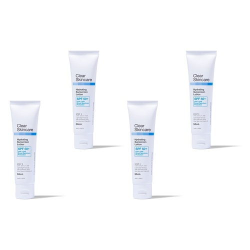 Clear Skincare Hydrating Sunscreen SPF 50+ 50mL Pack of 4