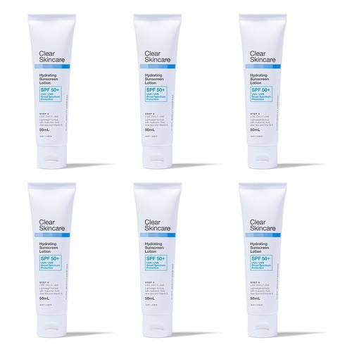 Clear Skincare Hydrating Sunscreen SPF 50+ 50mL Pack of 6