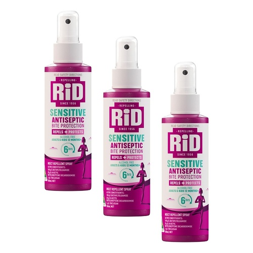 RID Sensitive Antiseptic Bite Protection Spray 100mL Pack of 3