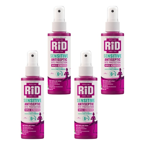 RID Sensitive Antiseptic Bite Protection Spray 100mL Pack of 4