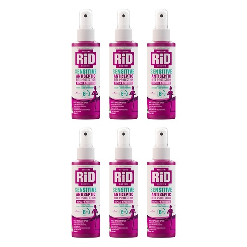 RID Sensitive Antiseptic Bite Protection Spray 100mL Pack of 6