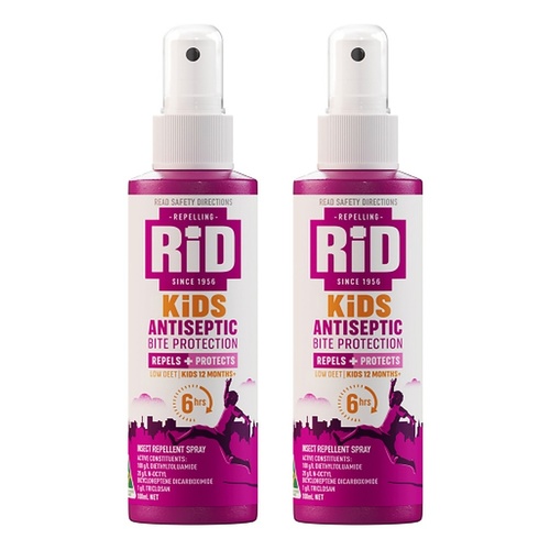 RID KiDS Antiseptic Bite Protection Spray 100mL Pack of 2
