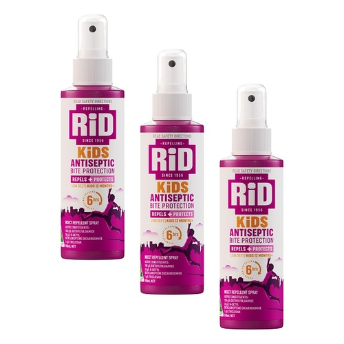 RID KiDS Antiseptic Bite Protection Spray 100mL Pack of 3
