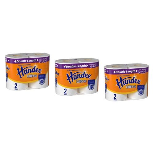 Handee Ultra Double Length Paper Towels 2 Pack x 4 Bundle of 3