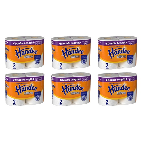 Handee Ultra Double Length Paper Towels 2 Pack x 4 Bundle of 6