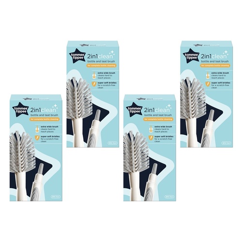 Tommee Tippee 2in1Clean Bottle and Teat Brush Pack of 4